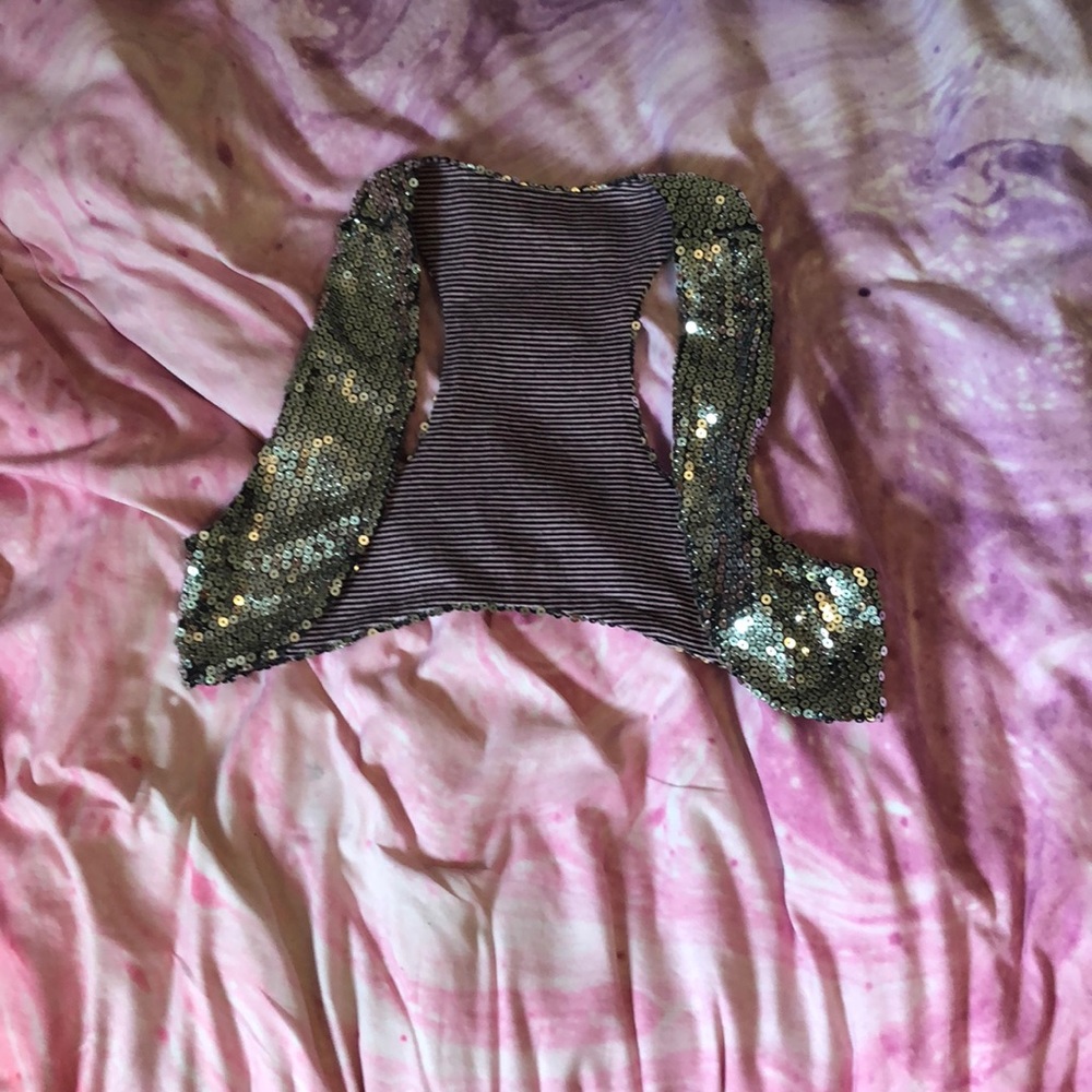 Sparkly black and pink vest